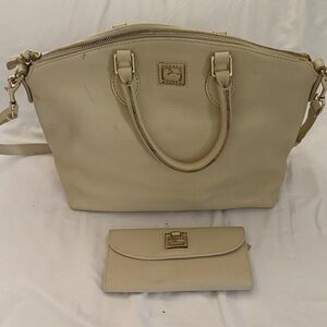 Dooney & Bourke cream color Leather Shoulder Bag and Wallet